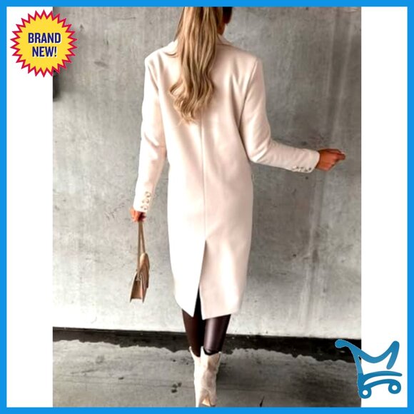 Long Wool Trench Coat Double Breasted Vintage Classic Fall Winter Peacoat - Picture 4 of 4